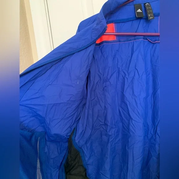Adidas Woven Tape Jacket Water Resistant Wind Breaker - Men’s Small - Royal Blue - Picture 16 of 16